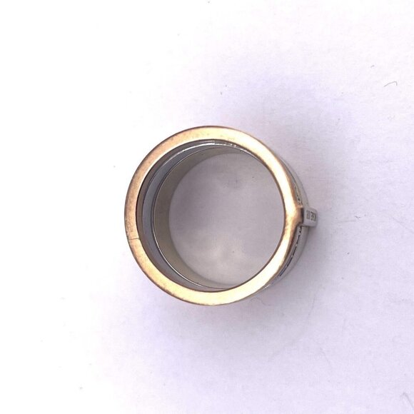 Michael Kors Metallic Tri Tone Pave Rhinestone Stack Barrel Ring Size 6 - Picture 6 of 8